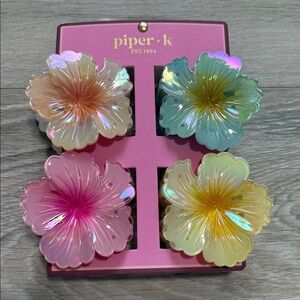Piper K Floral Hibiscus Hair Clips Set of 4 NWT